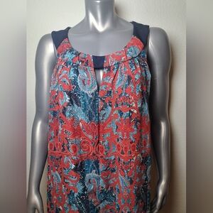 Elegant Paisley Maxi Dress in Red and Blue